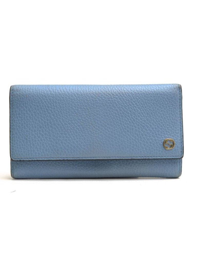 Gucci Long Wallet Women Leather Light Blue